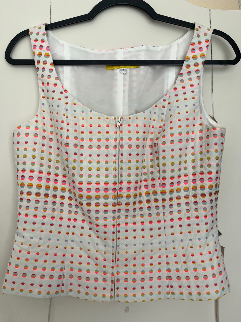 Sleeveless White Dot-Print Tank Top - Multicolor